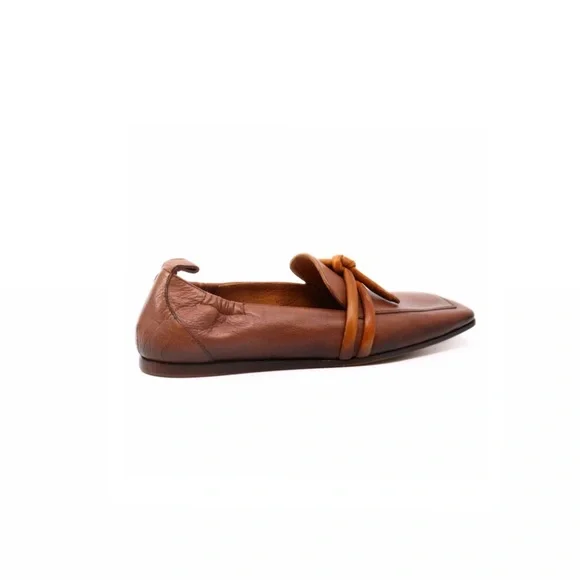 I.N.K. Shoes Leather Loafer with Ties - Cognac
